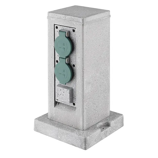 2-voudig buitenstopcontact IP44 met timer - steenlook