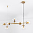 7-lichts design hanglamp Hepta - transparant glas en goud