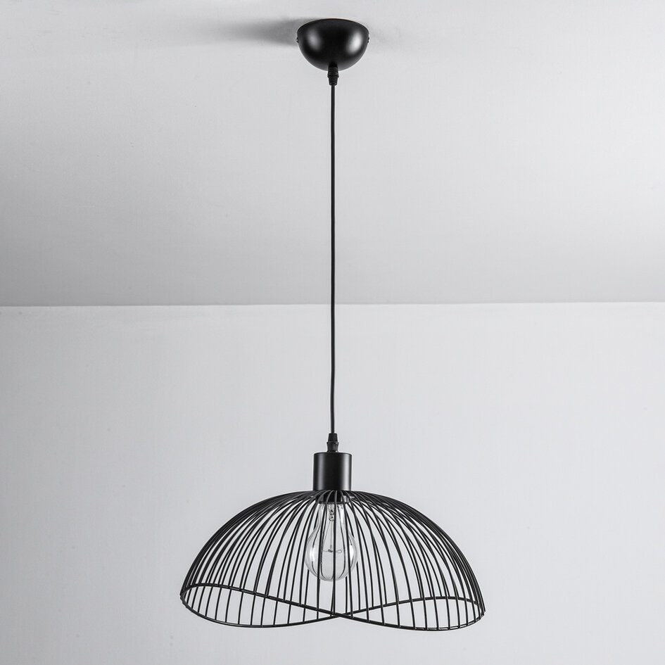 Hanglamp Ravi - zwart metaal met open kap