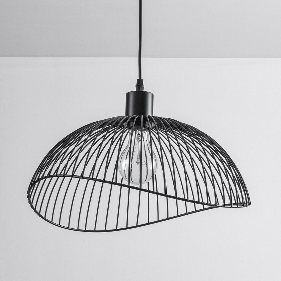 Hanglamp Ravi - zwart metaal met open kap