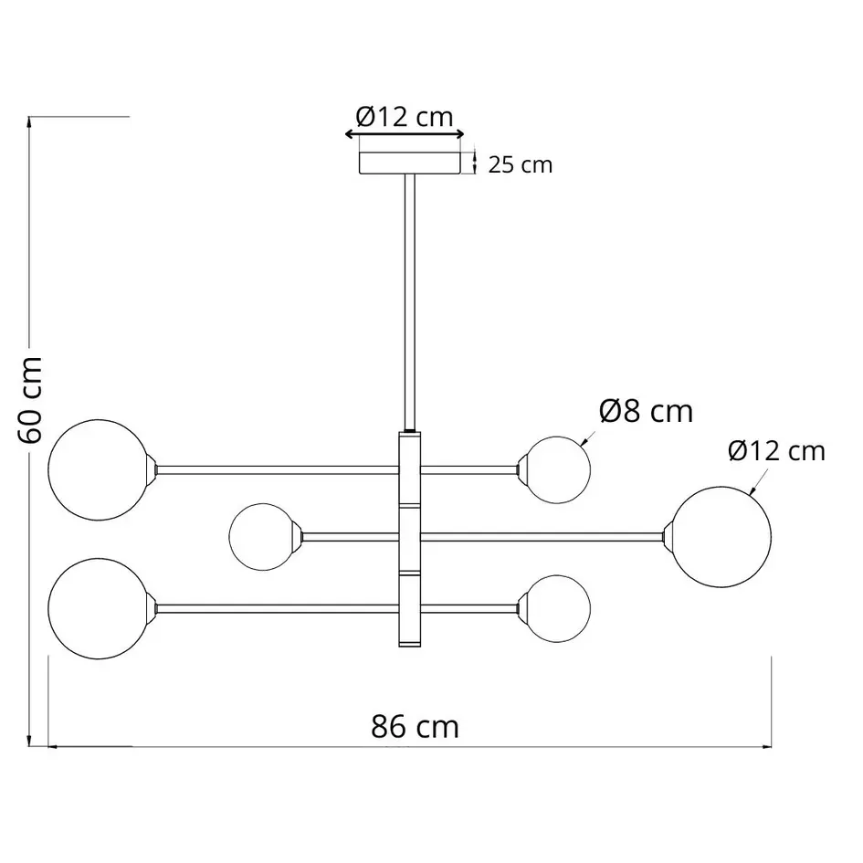 Plafondlamp Sest goud met smoke glas, 6-lichts