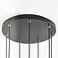 7-lichts hanglamp Monroe - zwart met amber, smoke en roze glas