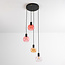 Hanglamp zwart met amber en roze glas, 4-lichts - Monroe
