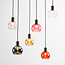 6-lichts hanglamp Minot - zwart met smoke, amber en roze glas