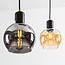 6-lichts hanglamp Minot - zwart met smoke, amber en roze glas