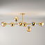Design plafondlamp goud met amber glazen bollen - Osem