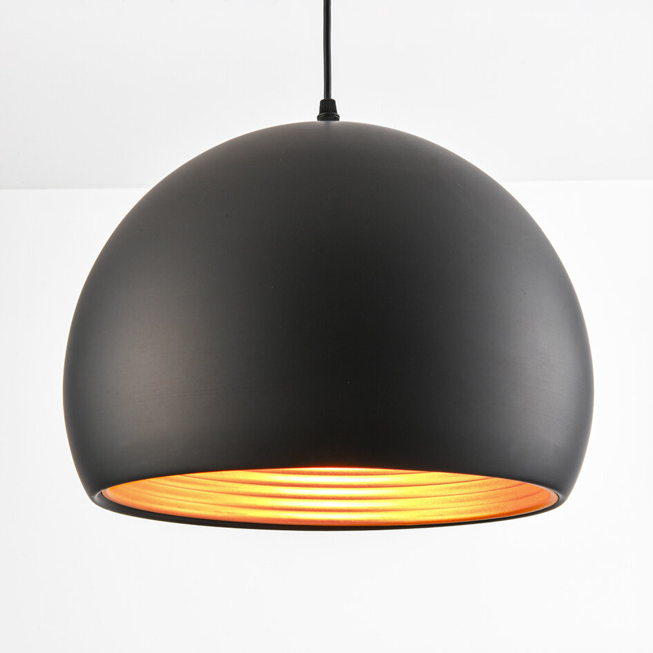 Moderne ronde hanglamp zwart met goud – Goldy
