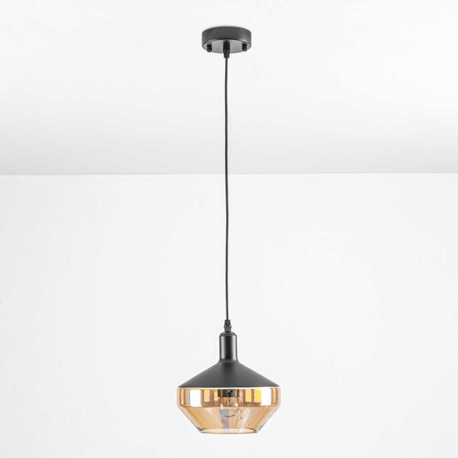 Hanglamp Mala - amber glas brede bol