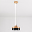Houten hanglamp Evie met ijzeren rand - hout en zwart