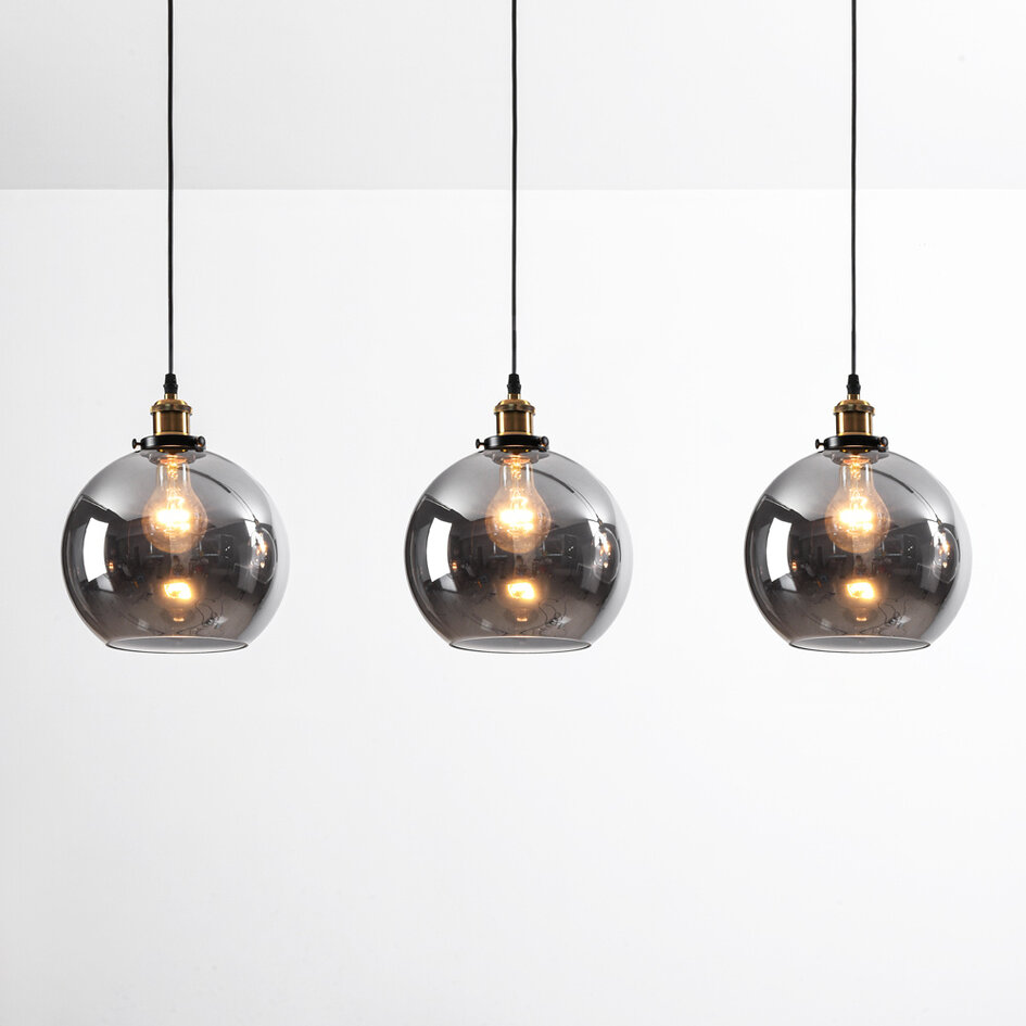 Hanglamp Katie met smoke glas, 3-lichts