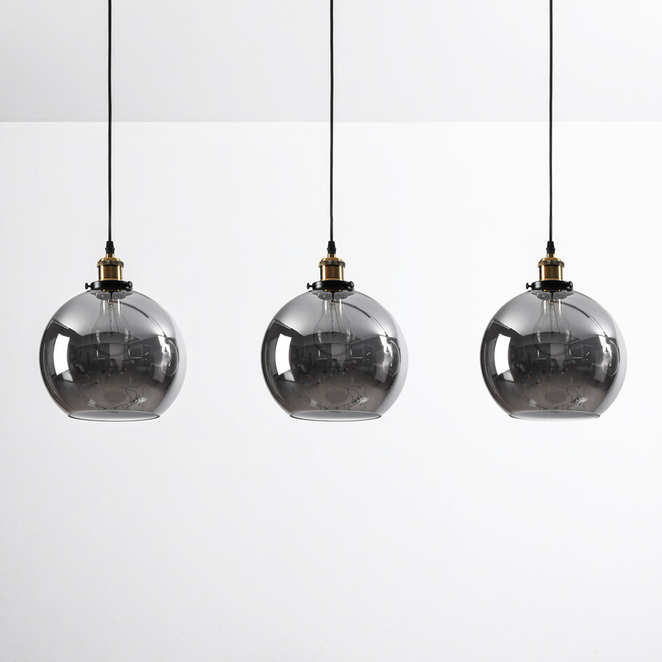 3-lichts hanglamp Katie - smoke glas