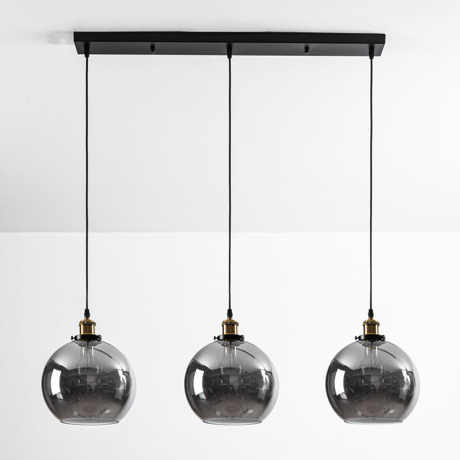 3-lichts hanglamp Katie - smoke glas