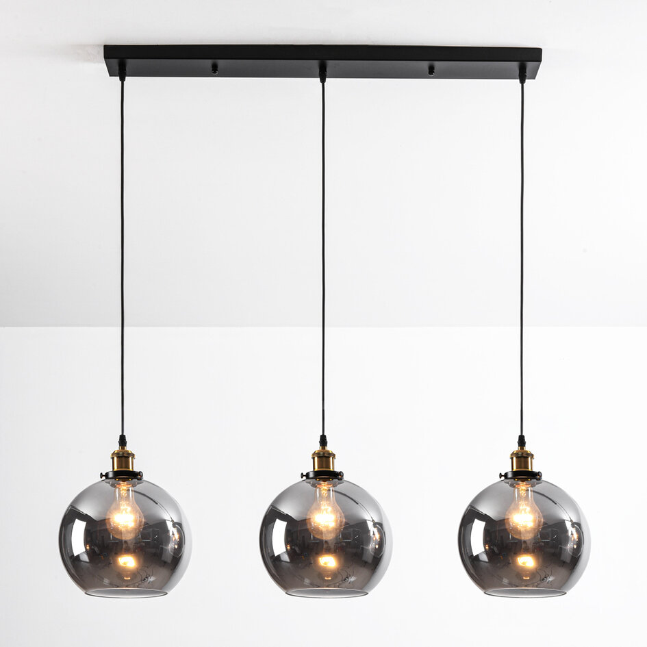 3-lichts hanglamp Katie - smoke glas