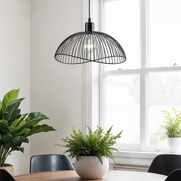 Hanglamp Ravi - zwart metaal met open kap