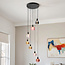 Hanglamp zwart met amber, smoke en roze glas, 7-lichts - Monroe