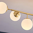 8-lichts plafondlamp Osem - melkwit glas en goud langwerpig