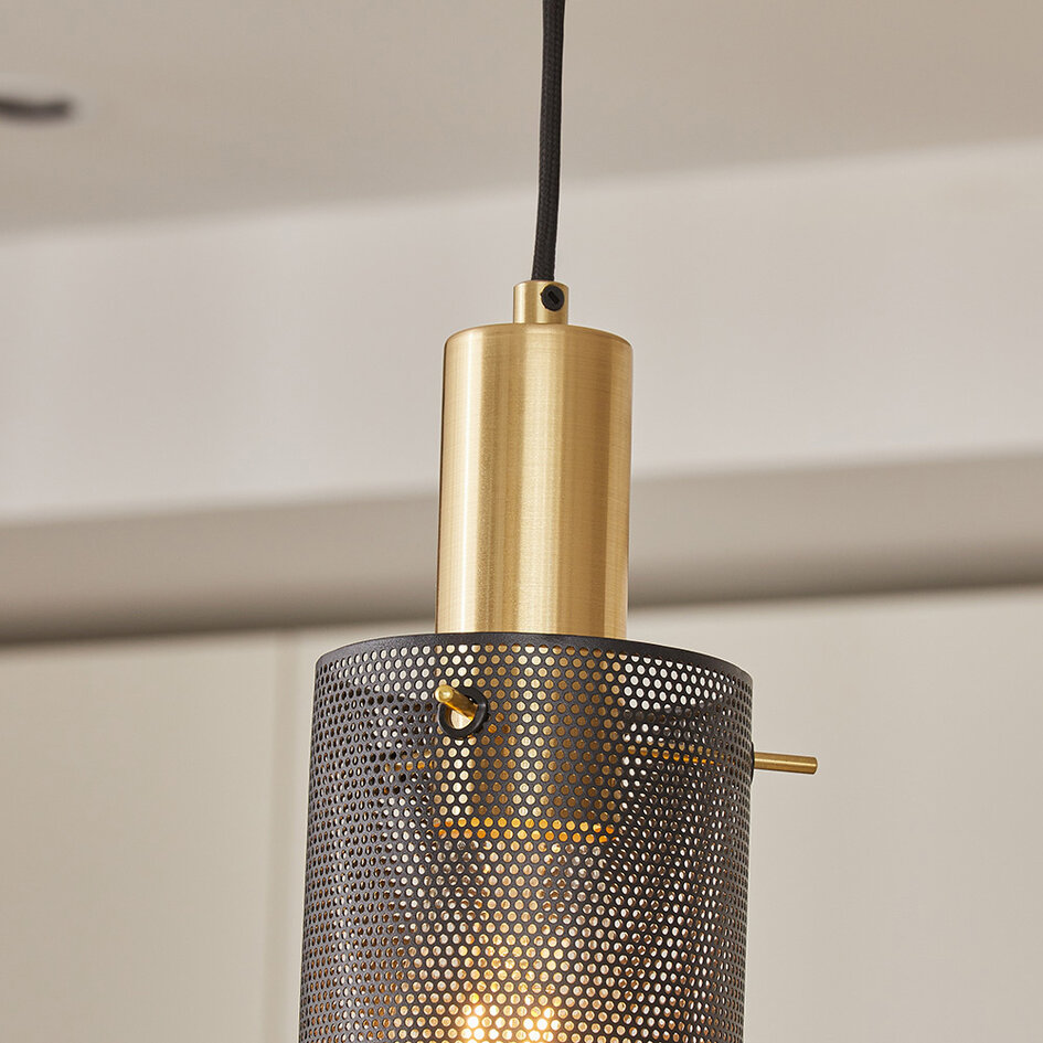 Hanglamp met gouden details zwart - Valce