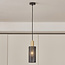 Hanglamp Valce - geperforeerde kap met gouden details, zwart