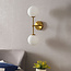 2-lichts wandlamp Runda - goud met melkwitte glazen
