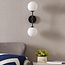 2-lichts wandlamp Runda - melkwit glas en zwart