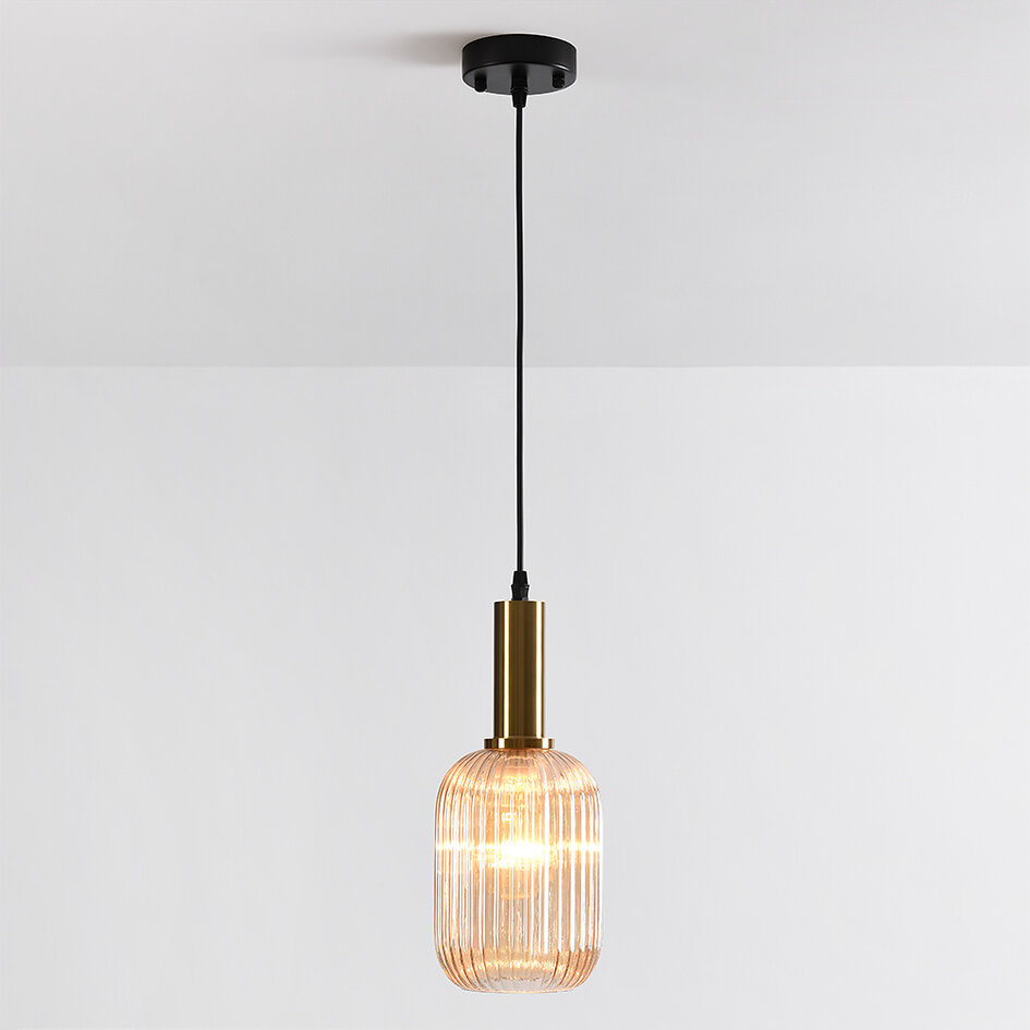 Hanglamp Sita met langwerpig geribbeld glas