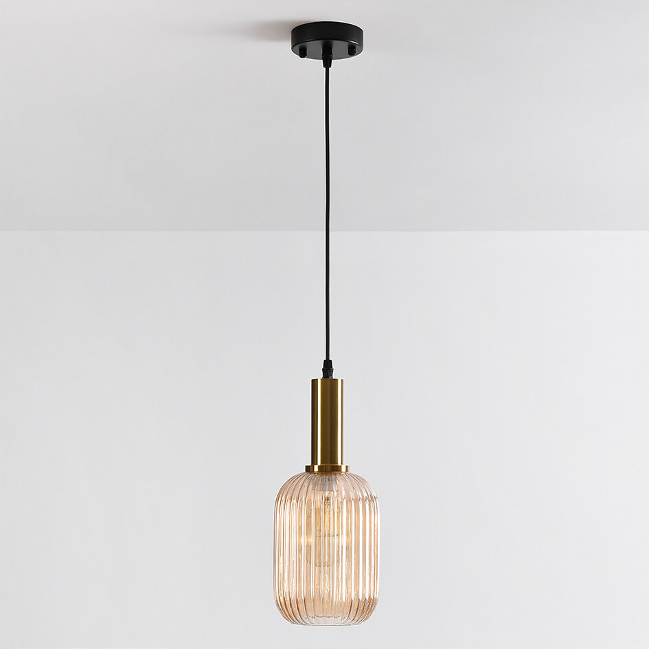 Hanglamp Sita met langwerpig geribbeld glas