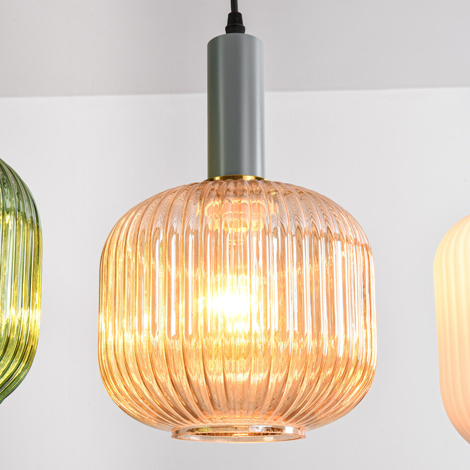 Hanglamp met vier kleuren geribbeld glas - Aeneas