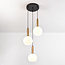 Hanglamp Aiden 3-lichts met melkwit glas - melkwit en goud