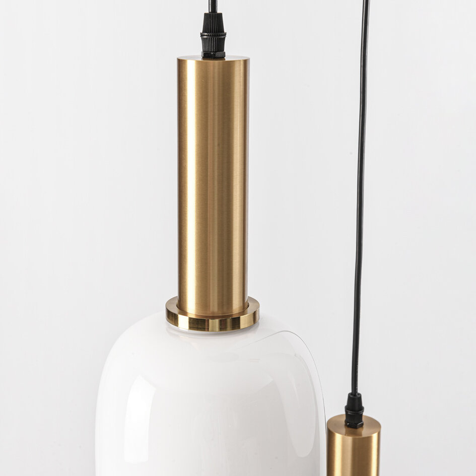 Hanglamp Dayley met melkwit glas, 3-lichts
