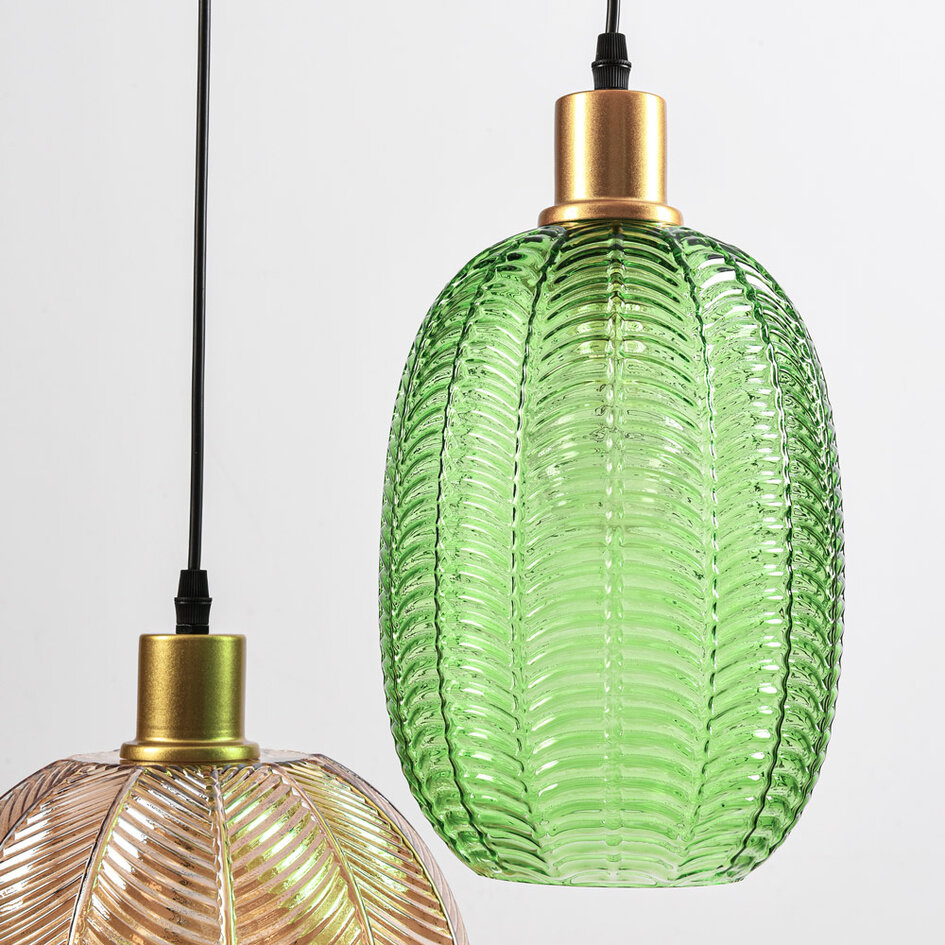 Design hanglamp met verschillende kleuren geribbeld glas - Altair