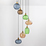 7-lichts hanglamp Altair - verschillende kleuren geribbeld glas