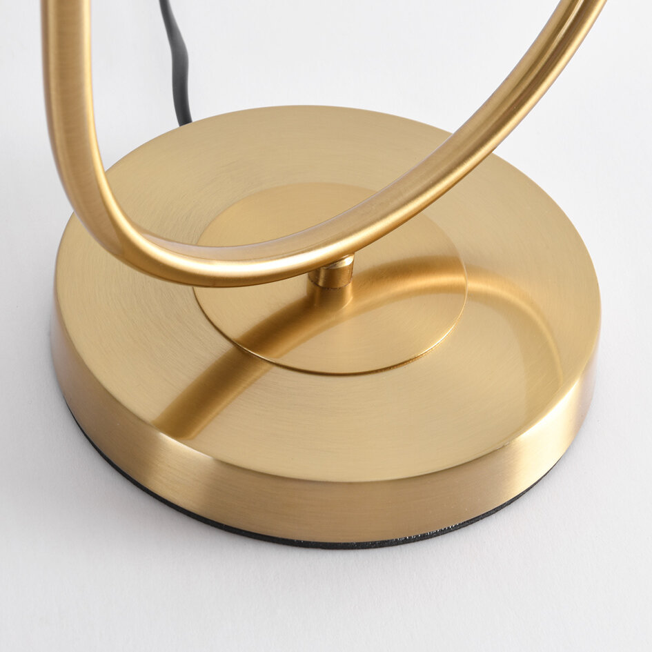 Gouden design tafellamp met melkwit glas - George