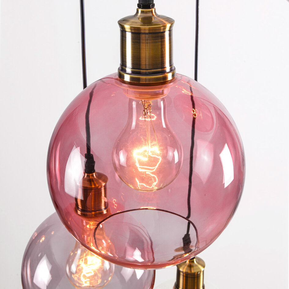 Hanglamp 5-lichts met gekleurd glas - Liya