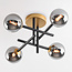 Plafondlamp Caleb, 4-lichts - Smoke glas met spiegeleffect