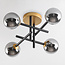Plafondlamp Caleb, 4-lichts - Smoke glas met spiegeleffect