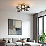 Plafondlamp Caleb, 4-lichts - Smoke glas met spiegeleffect