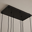8-lichts hanglamp Sidney - zwart met smoke grijs glas