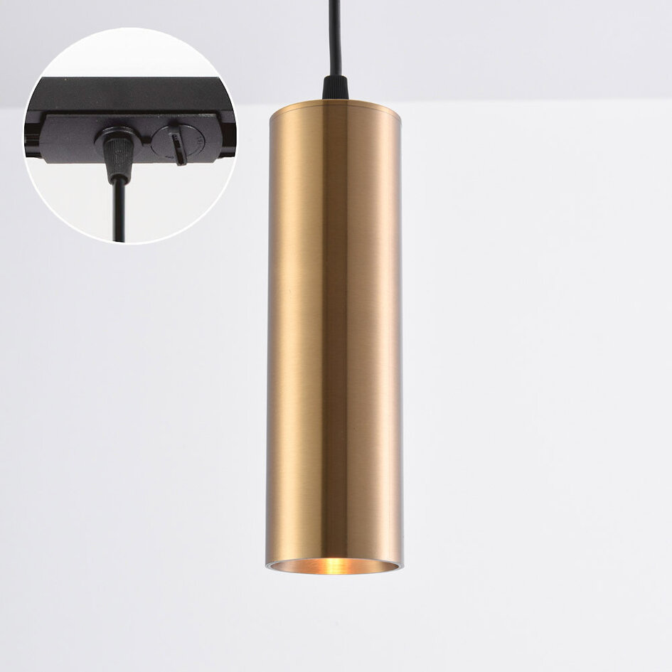 1-fase rail tube hanglamp Simon - goud