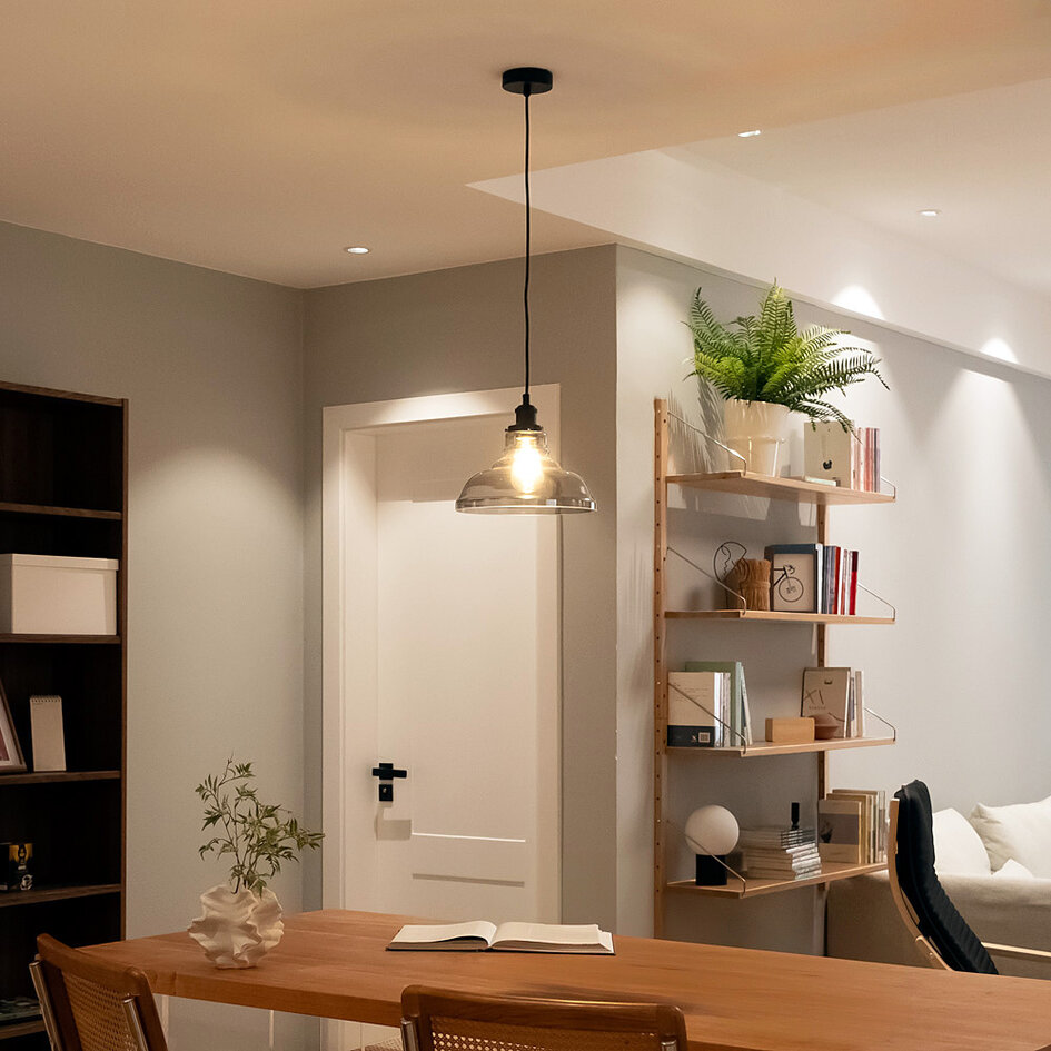 Landelijke hanglamp met smoke glas, 1-lichts - Ebbe