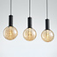 3-lichts hanglamp zwart met amber glas - Anglina