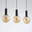 3-lichts hanglamp Anglia - zwart en amber glas
