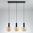 3-lichts hanglamp zwart met amber glas - Anglina