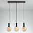 3-lichts hanglamp zwart met amber glas - Anglina