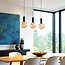 3-lichts hanglamp zwart met amber glas - Anglina