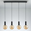 4-lichts zwarte hanglamp met amber glas - Anglia