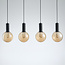 4-lichts zwarte hanglamp met amber glas - Anglia