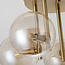 Moderne plafondlamp Amora messing met cognac glas, 5-lichts