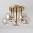 Moderne plafondlamp Amora messing met cognac glas, 5-lichts