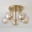Moderne plafondlamp Amora messing met cognac glas, 5-lichts