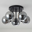 Eigentijdse plafondlamp Amora zwart met smoke glas, 5-lichts